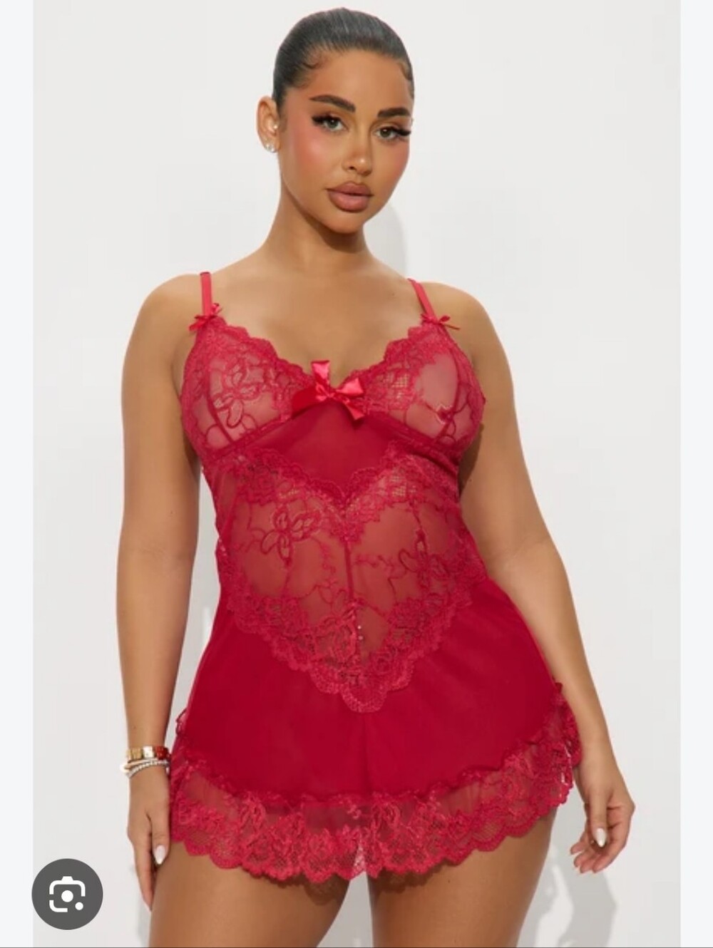 Fashion Nova Red Lace Babydoll Chemise